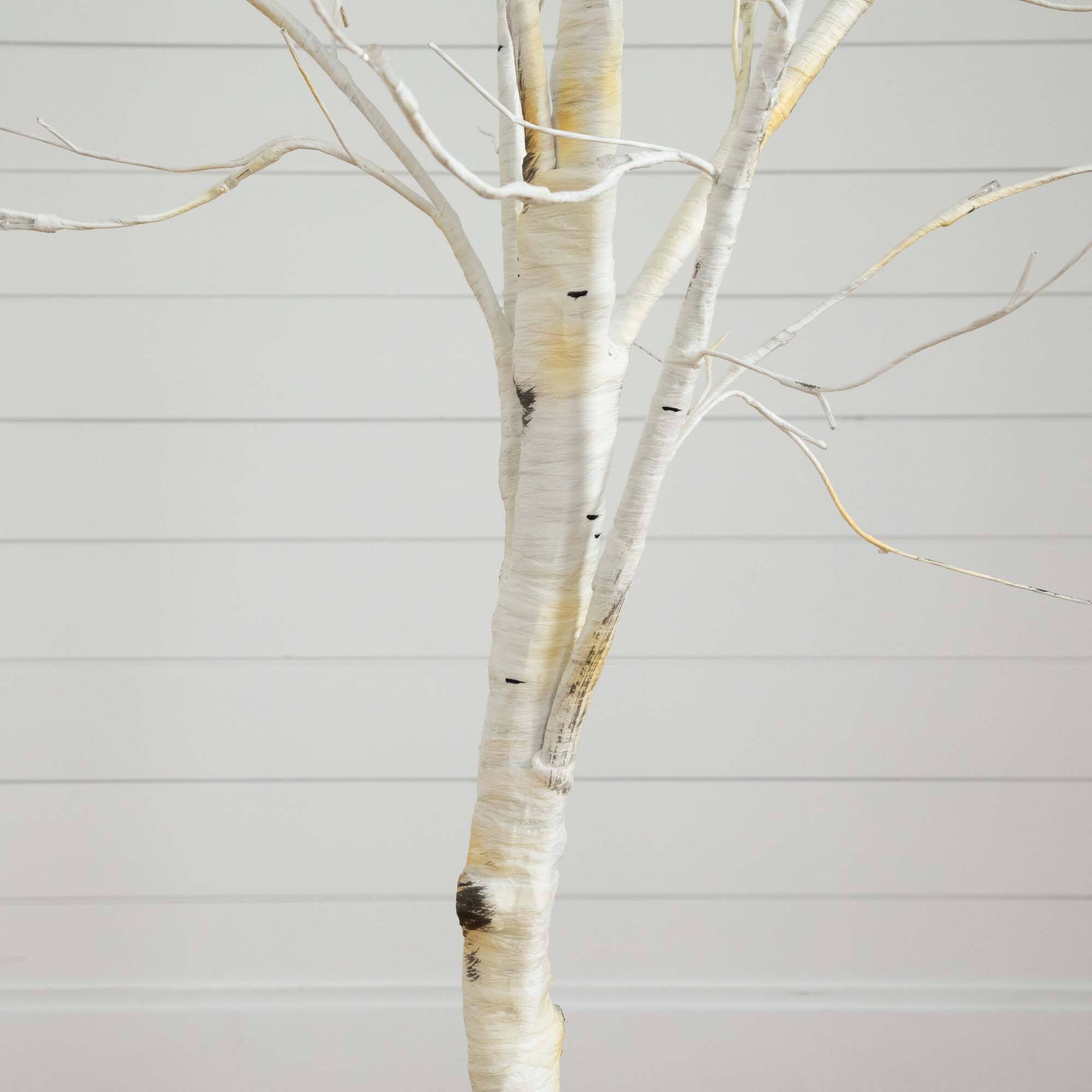 6ft. Pre-Lit White Birch Artificial Christmas Tree, White LED Lights
